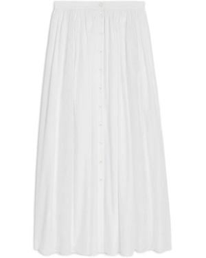 Celine Embroidered Midi Skirt - White