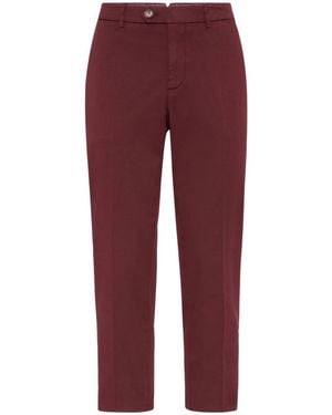 Brunello Cucinelli Garment-Dyed Gabardine Pants - Red