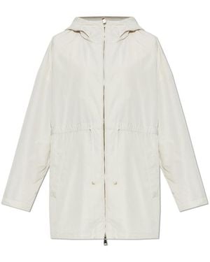 Moncler Saverne Drawstring Zip-Up Parka - White