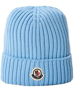 Moncler Logo Beanie - Blue
