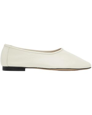 BY FAR Prudence Creased Round Head Ballet Shoes - White
