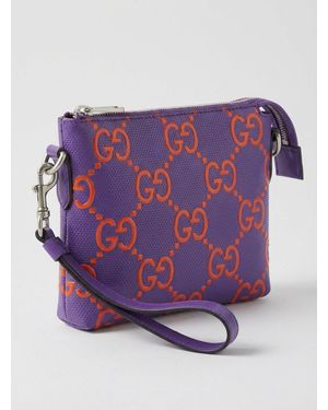 Gucci Printed Embossed Small Shoulder Bag - Purple