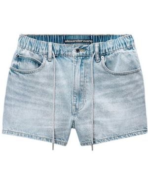 Alexander Wang Marathon Crystal-Drawstring Shorts - Blue