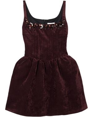 ShuShu/Tong Embellished Velvet Mini Dress - Red