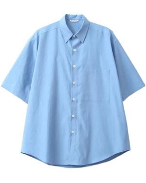 AURALEE Short-Sleeve Cotton Shirt - Blue