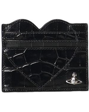Vivienne Westwood Heart Embossed Card Holder - Black
