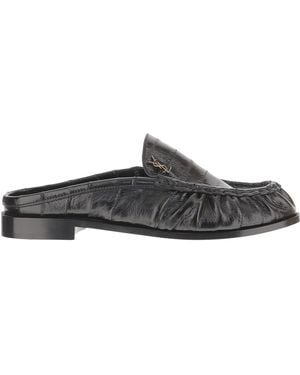 Saint Laurent Logo Plaque Slip-On Flat Shoes - Brown