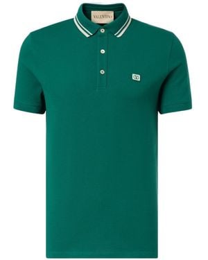 Valentino Vlogo Cotton Pique Polo Shirt - Green