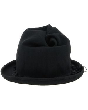 Yohji Yamamoto Ruffled-Trim Fedora Hat - Black
