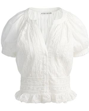 Alice + Olivia Kathryn Lace Trim Blouse - White