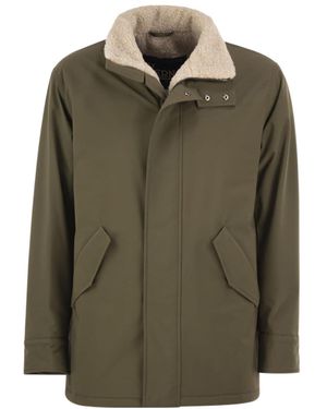 Herno Long Sleeved Shearling Collar Jacket - Green