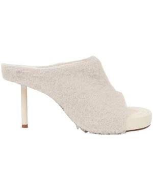 Jacquemus 100Mm Knitted Square-Toe Mules - White