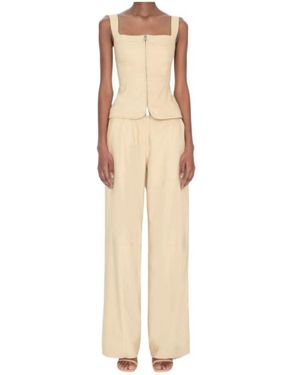Jonathan Simkhai Amaya Bleted Trousers - Natural