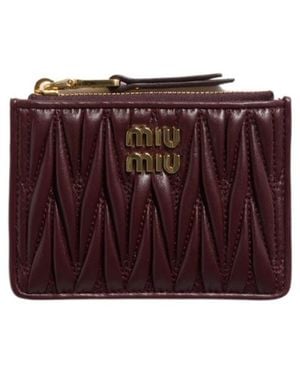 Miu Miu Matelassé Zip Card Wallet - Purple