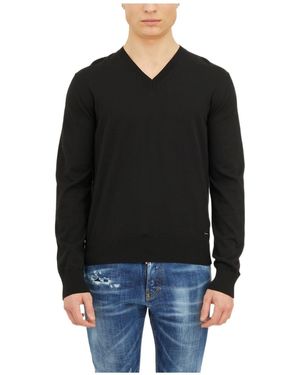 DSquared² V-Neck Knitted Jumper - Black