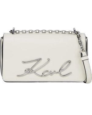 KARL LAGERFELD Signature Chain Cross Body Bag - Natural