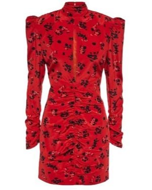 Alessandra Rich Floral Silk Minidress - Red