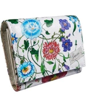 Gucci Flora-Motif Bi-Fold Card Case - Blue