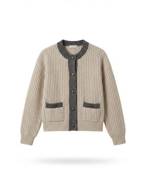 Brunello Cucinelli Long-Sleeved Knitted Cardigan - Natural
