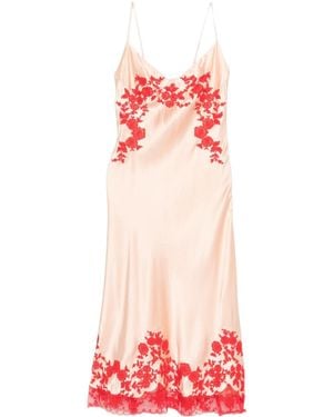 Ermanno Scervino Floral Lace Slip Dress - Red