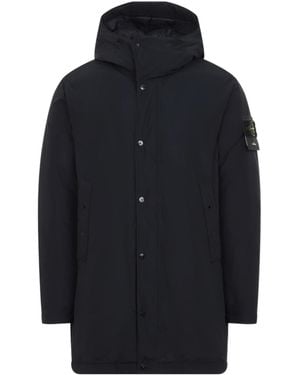 Stone Island Long Parka-Style Down Coat - Blue