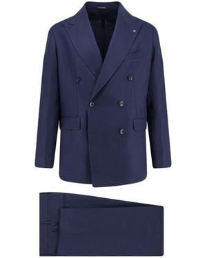 Tagliatore Double-Breasted Peak-Lapel Suit - Blue