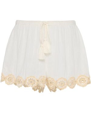 Ulla Johnson Liya Coverup Short With Crochet Detail - White
