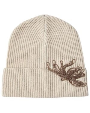 Brunello Cucinelli Ribbed Chain-Embellished Beanie - Natural