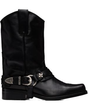 Toga Virilis Embroidered Leather Boots - Black