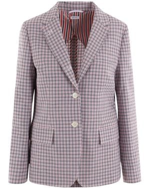 Thom Browne Checked Single-Breasted Tailored Blazer - Purple