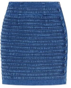 Versace High-Waist Panel-Detailed Denim Mini Skirt - Blue