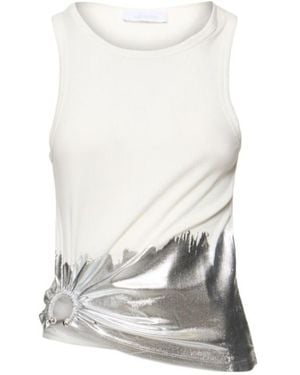Rabanne Ribbed Cotton Blend Jersey Tank Top - White