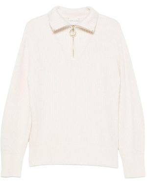 forte_forte Ribbed-Knit Half-Zip Jumper - White
