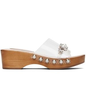 Simone Rocha Embellished Scalloped Wooden Clog Sandals - White