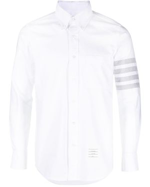 Thom Browne Bar Stripe Curved Hem Shirt - White