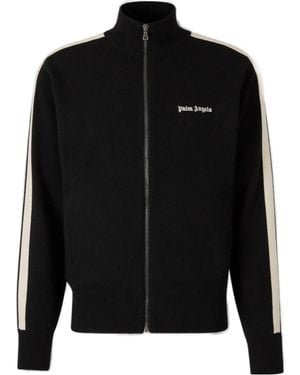 Palm Angels Logo Embroidered Zipped Sweatshirt - Black