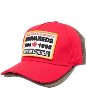 DSquared² Patch-Detail Corduroy Baseball Cap - Red