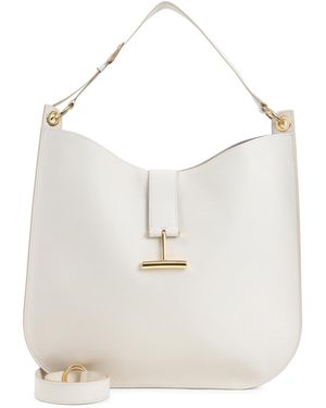 Tom Ford Large Tara Logo Plaque Shoulder Bag - White