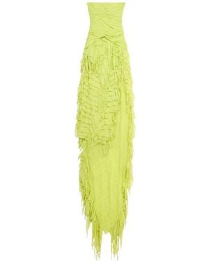 Blumarine Ruched Ruffled Maxi Dress - Yellow