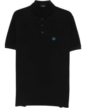 Etro Pegaso-Embroidered Polo Shirt - Black