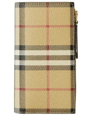 Burberry Checked Zip-Up Wallet - Natural