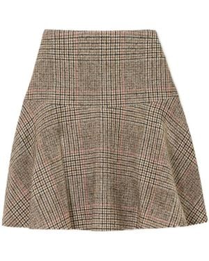 Brunello Cucinelli Check Pleated Mini Skirt - Natural