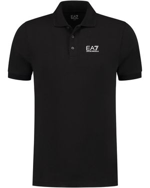 EA7 Logo Printed Polo Shirt - Black