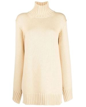 Jil Sander Turtleneck Ribbed Knit Jumper - Natural