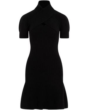Patou Cross-Over Detailed Knit Dress - Black