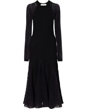 Lanvin Open-Knit Wool Maxi Dress - Black