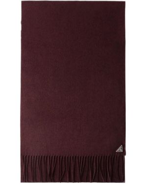 Prada Triangle-Logo Fringed Scarf - Purple