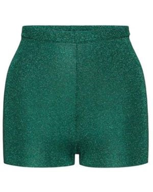 Valentino Logo-Print Metallic Shorts - Green