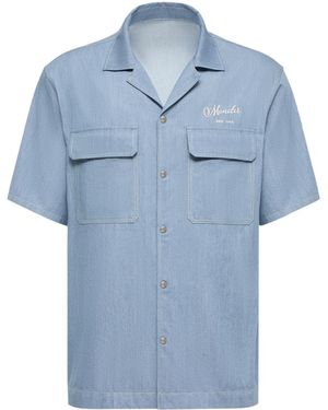 Moncler Embroidered Logo Denim Shirt - Blue