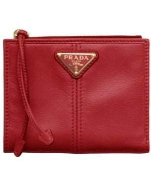 Prada Small Leather Wallet - Red
